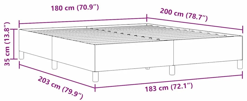 Estrutura de Cama vidaXL Azul 180x200 cm em Tecido Damasco