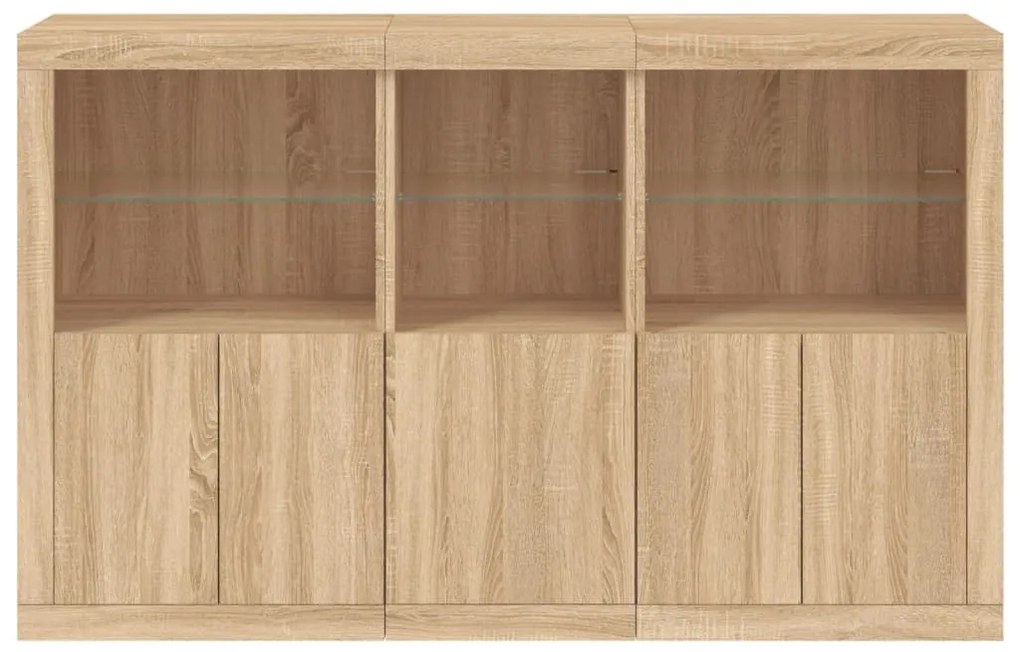 Aparador com luzes LED 162x37x100 cm carvalho sonoma