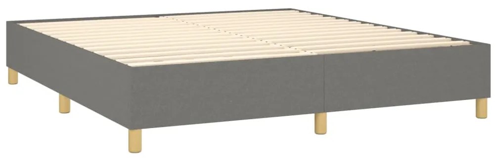 Cama box spring c/ colchão e LED 180x200 cm tecido cinza-escuro