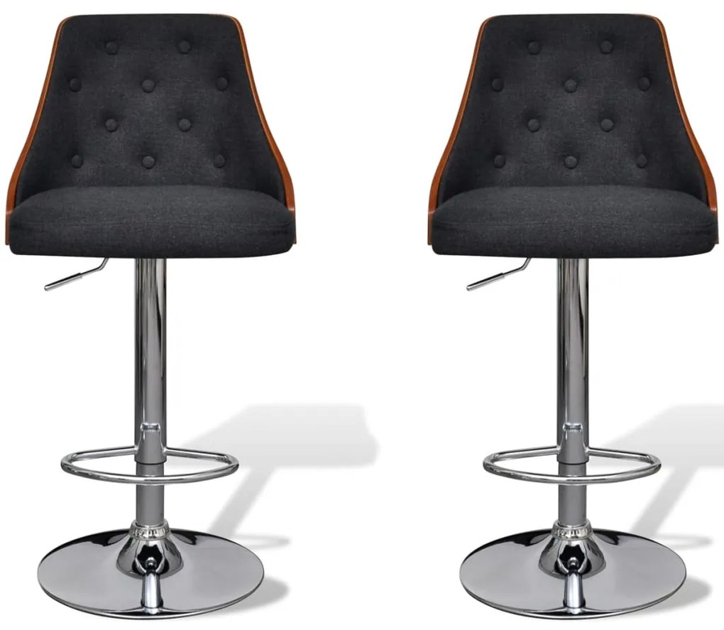 Bancos de bar 2 pcs madeira curvada e tecido