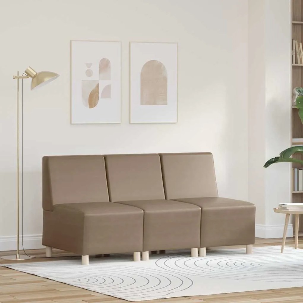 vidaXL Cadeiras de Sofá 3 pcs Cappuccino 55 x 74 x 82 cm