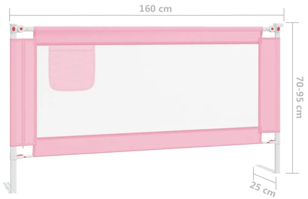 Barra de segurança p/ cama infantil tecido 160x25 cm rosa