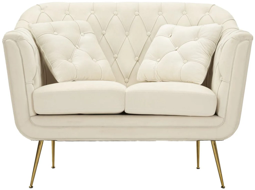 SOFÁ BUDAPEST DE 2 LUGARES COM ALMOFADAS CM 130X83X91 CREME