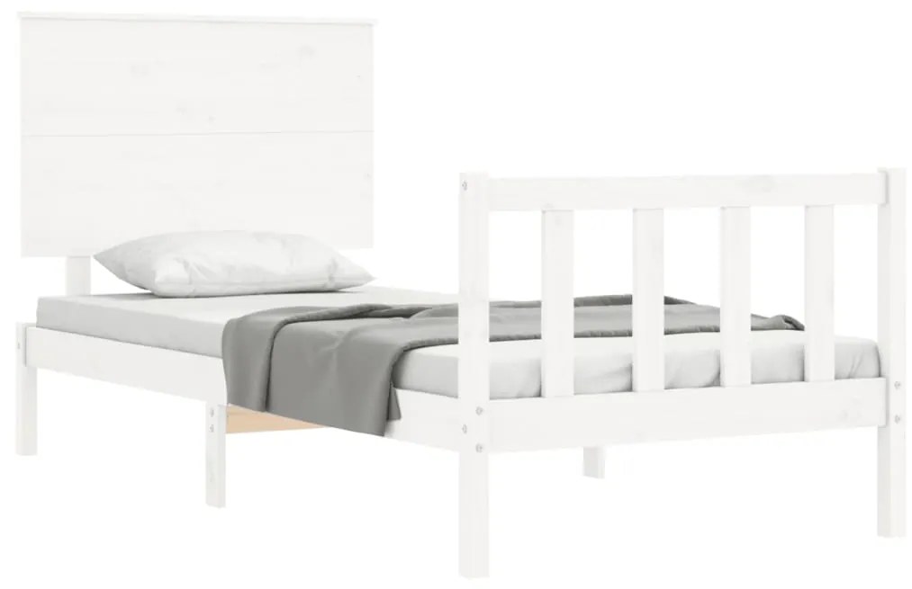 Estrutura de cama com cabeceira 90x200 cm madeira maciça