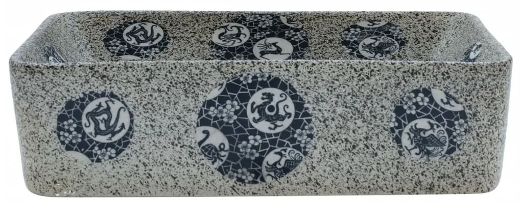 Lavatório de bancada retangular 46x35,5x13 cm cerâmica multicor