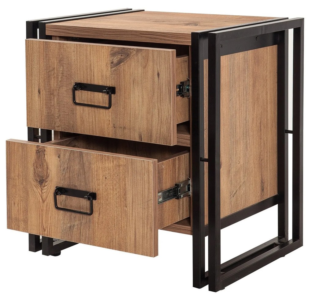 Mesa de Cabeceira Cosmo – Pinho Atlântico Preto – 52x55x40 cm