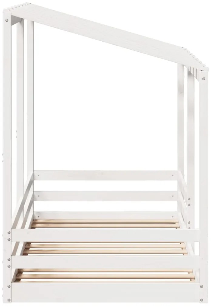 Cama infantil com telhado 90x200 cm pinho maciço branco