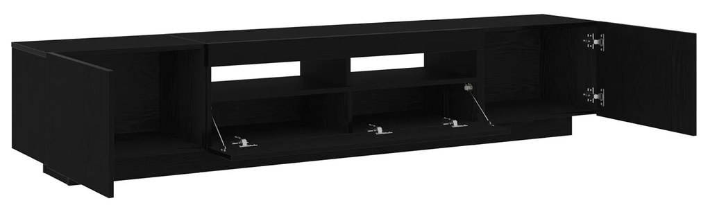 Cabide de TV vidaXL com Luzes LED em Carvalho Preto 200x35x40 cm em Ma