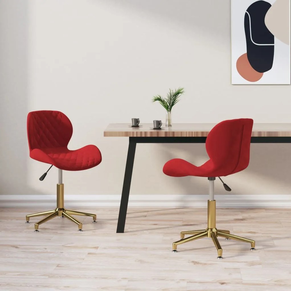 vidaXL Cadeiras de jantar giratórias 2 pcs veludo vermelho tinto