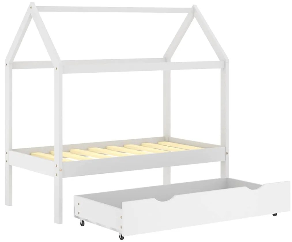 Cama para crianças c/ gaveta 70x140 cm pinho maciço branco