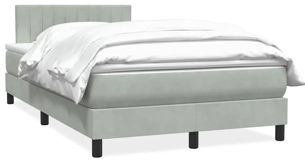 vidaXL Cama boxspring c/ colchão 120x220 cm veludo cinzento-claro