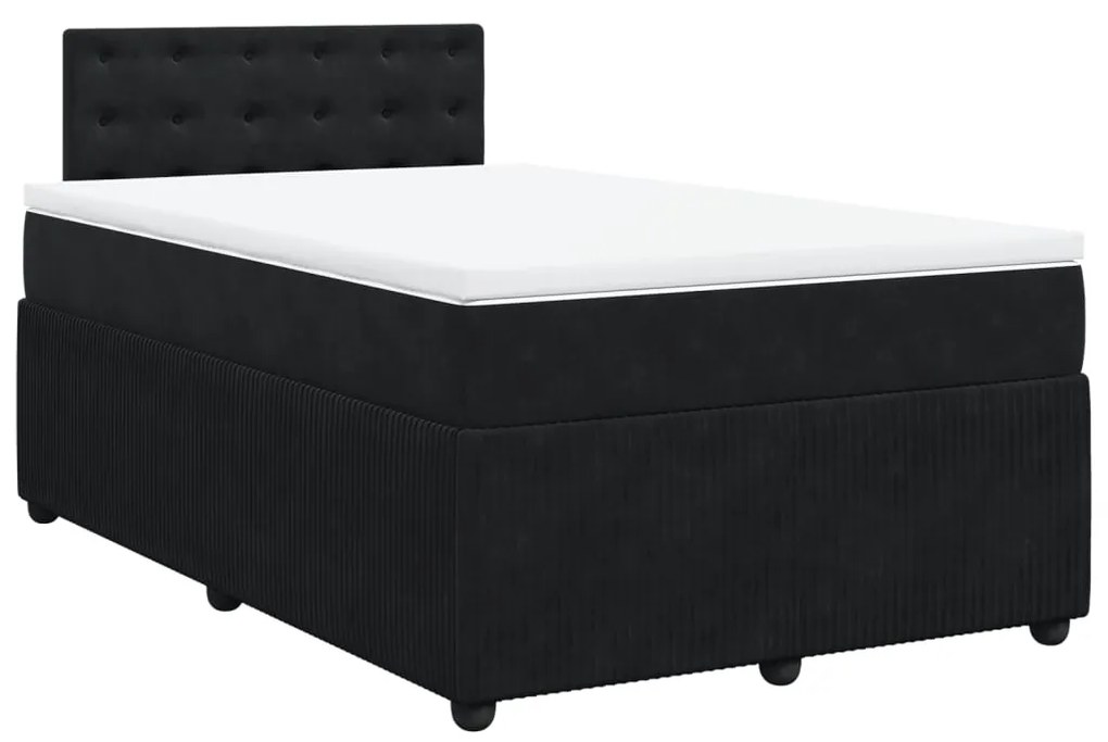 Cama boxspring com colchão 120x200 cm veludo preto