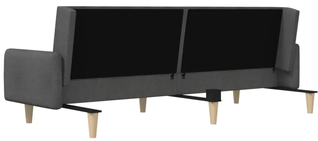 Sofá-cama de 2 lugares tecido cinzento-escuro