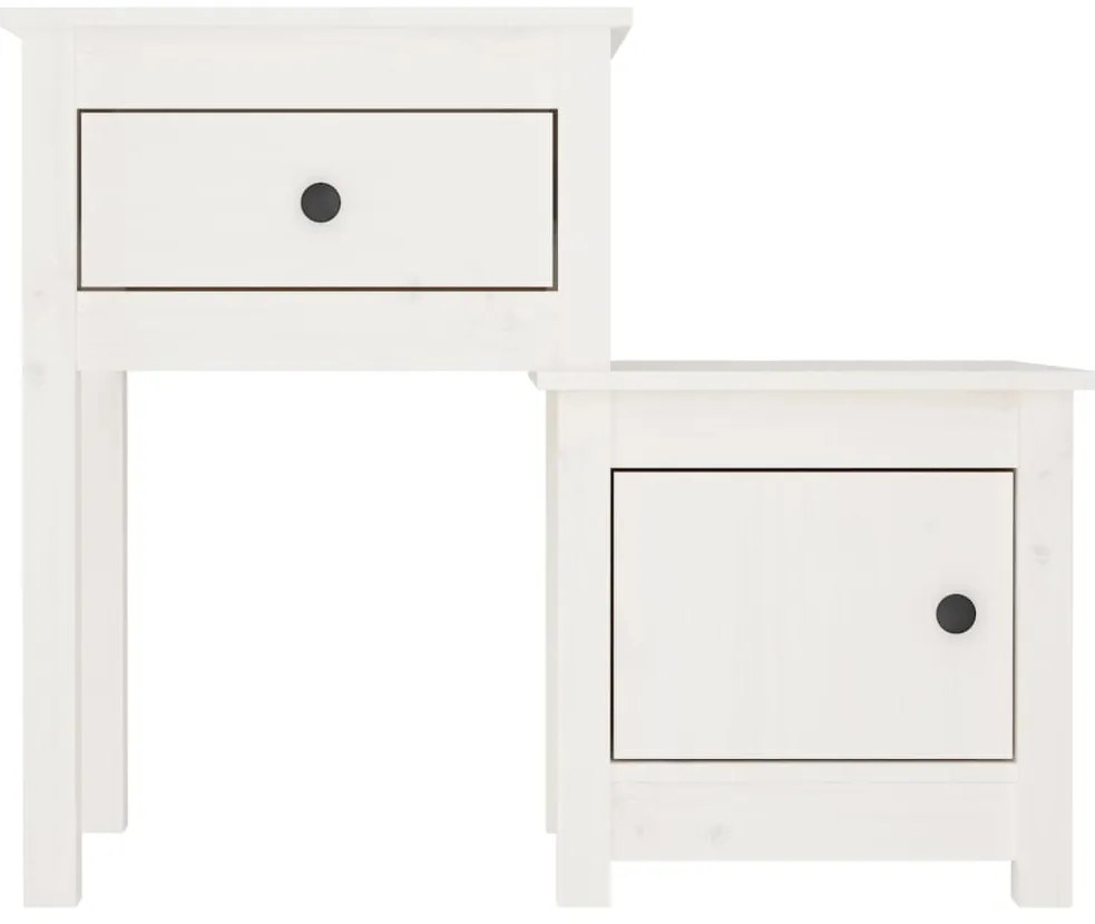 Mesas de cabeceira 2 pcs 79,5x38x65,5 cm pinho maciço branco
