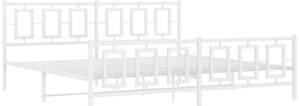 Estrutura de cama com cabeceira e pés 200x200 cm metal branco