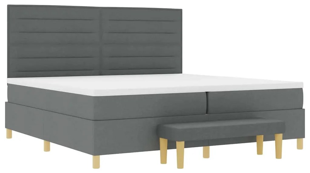 Cama Box com Colchão e Banco vidaXL Cinza Escuro 200x200 cm Tecido
