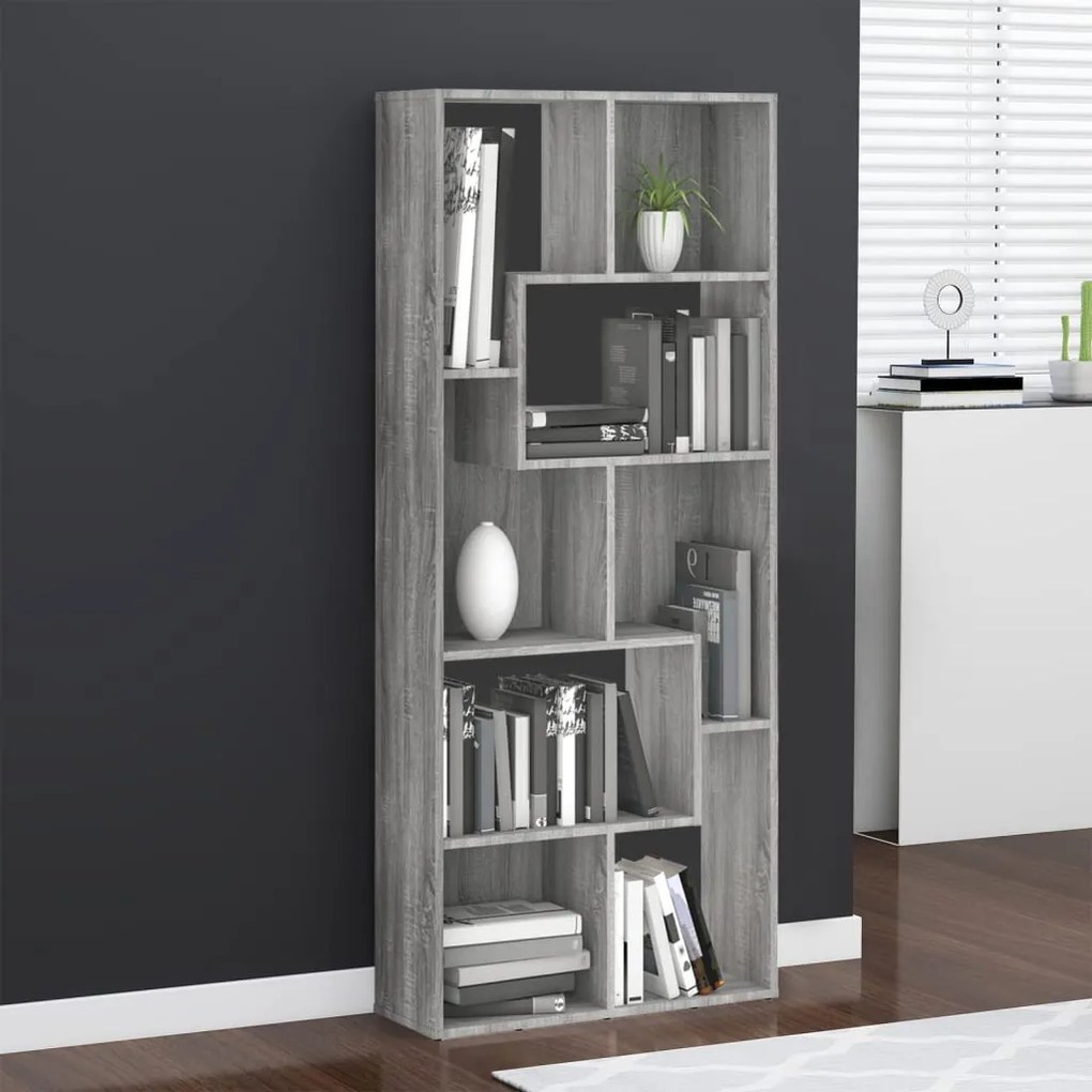 vidaXL Estante 67x24x161 cm derivados de madeira sonoma cinza
