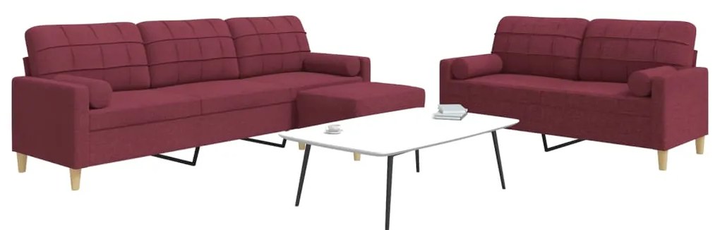 vidaXL 3 pcs conjunto de sofás c/ almofadas/apoio pés tecido