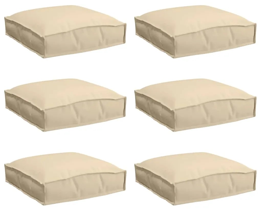 Almofadas de Palete para Assento - 6 pcs Beje, 40x40x8 cm, Tecido Oxfo