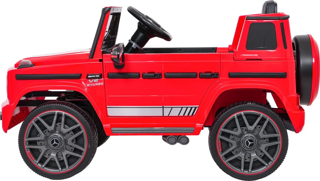 Carro elétrico para Crianças 2 a 5 anos 12V Mercedes G63 AMG LIFT Rodas de espuma EVA, assento Couro ecológico Vermelho