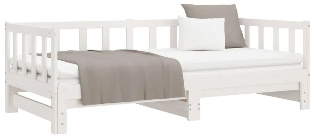Sofá-cama com gavetão 80x200 cm madeira de pinho maciça branco