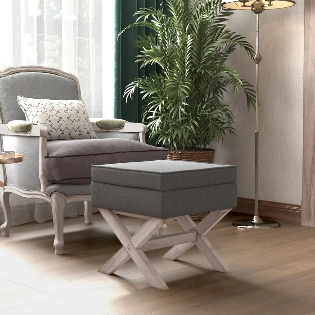 vidaXL Banco de arrumação 45x45x49 cm tecido cinzento-escuro