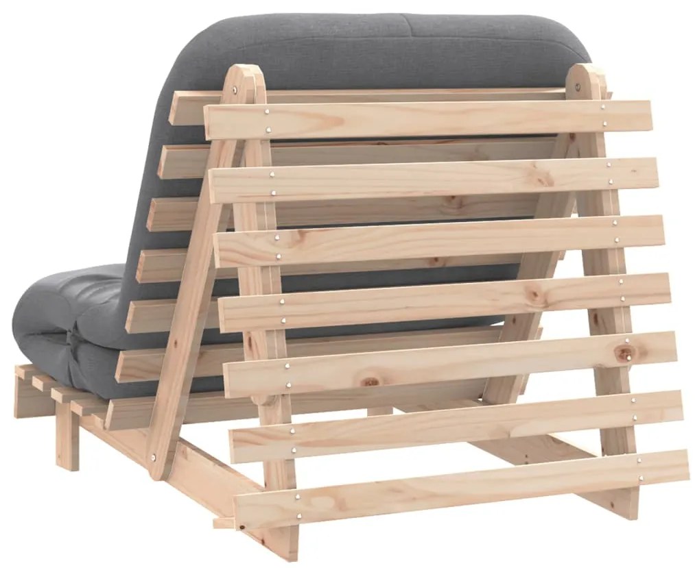 Sofá-cama futon com colchão 90x206x11 cm madeira pinho maciça