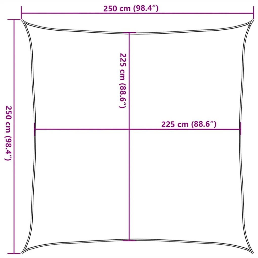 Para-sol estilo vela 160 g/m² 2,5x2,5 m PEAD cinza-acastanhado