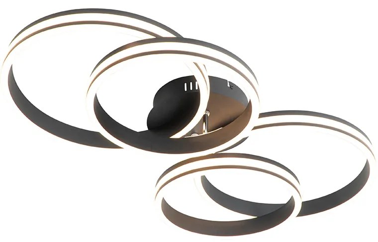 Candeeiro de Teto Preto com LED Dimerizável 3 Níveis 4 Luzes - Navara Design
