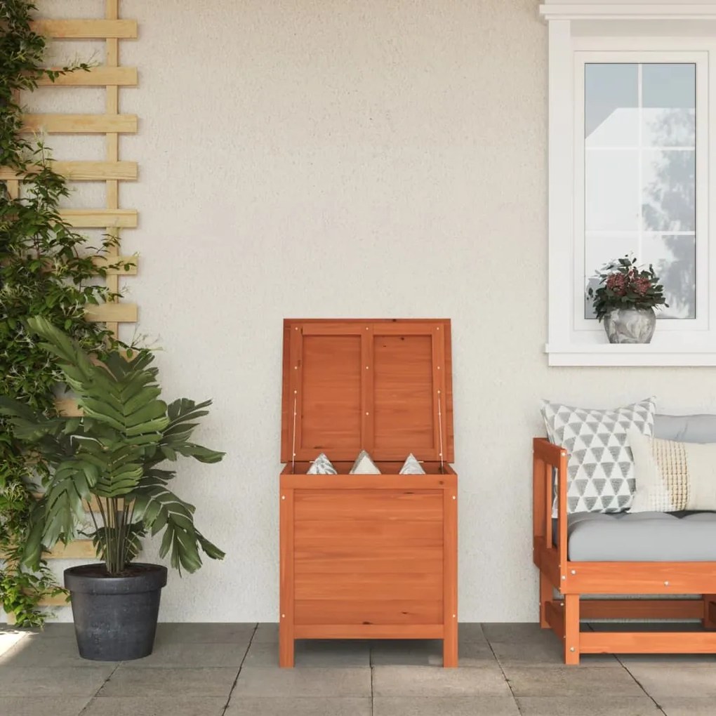 364751 vidaXL Caixa de arrumação p/ jardim 50x49x56,5cm abeto maciço castanho