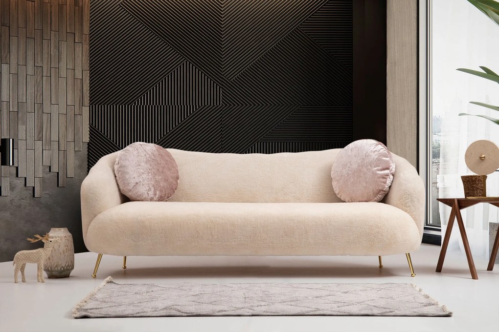 Sofá de 3 Lugares Istiridye – Bege – 215x90x80 cm