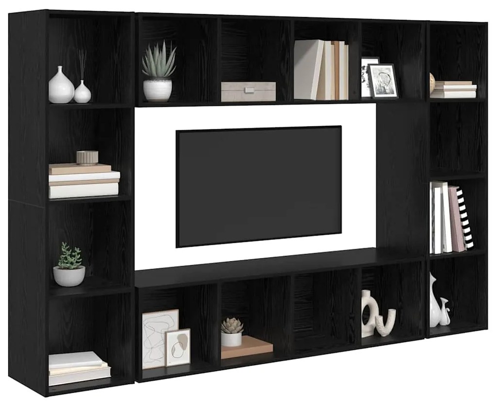 Conjunto de móvel de TV 4 pcs Preto 37 x 37 x 142.5 cm