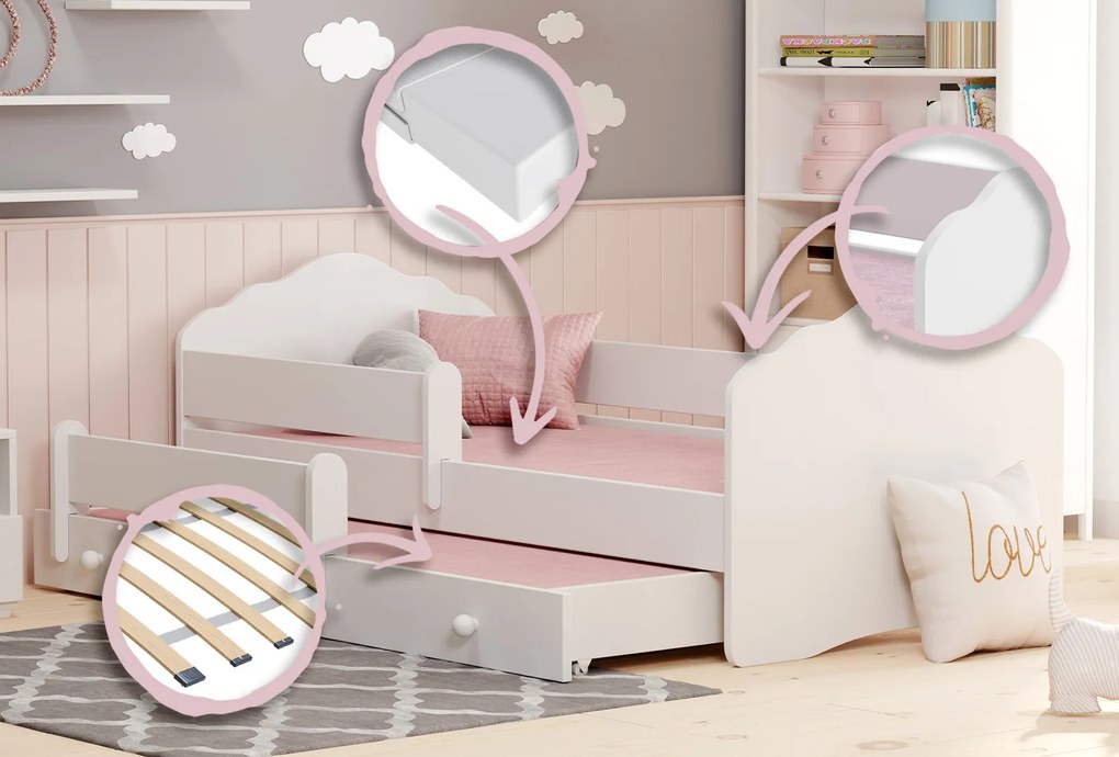 Cama infantil dupla Wave 160x80 branca - colchão e estrado incluído
