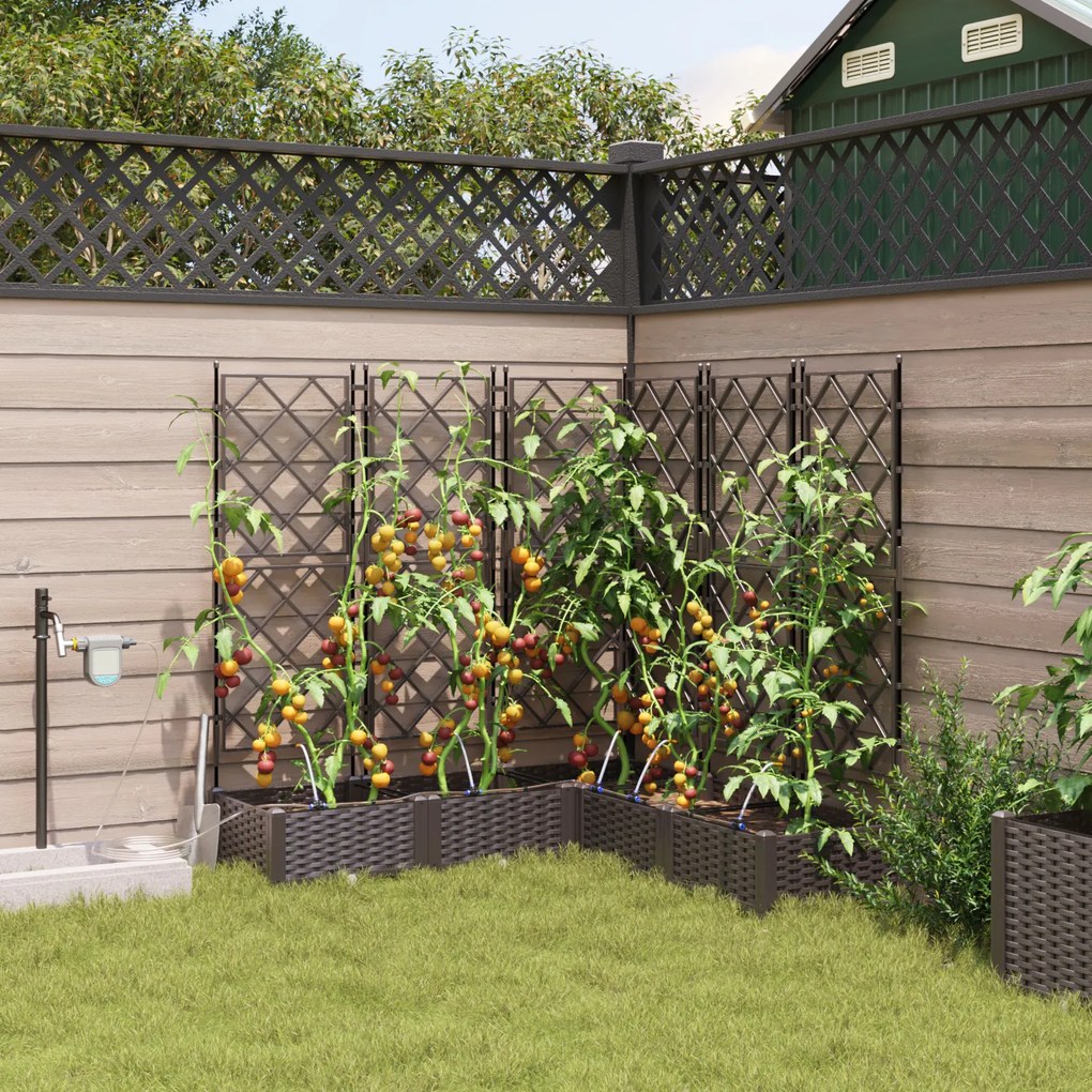 Jardineiras vidaXL com sistema de irrigação por água 5 pcs Castanho