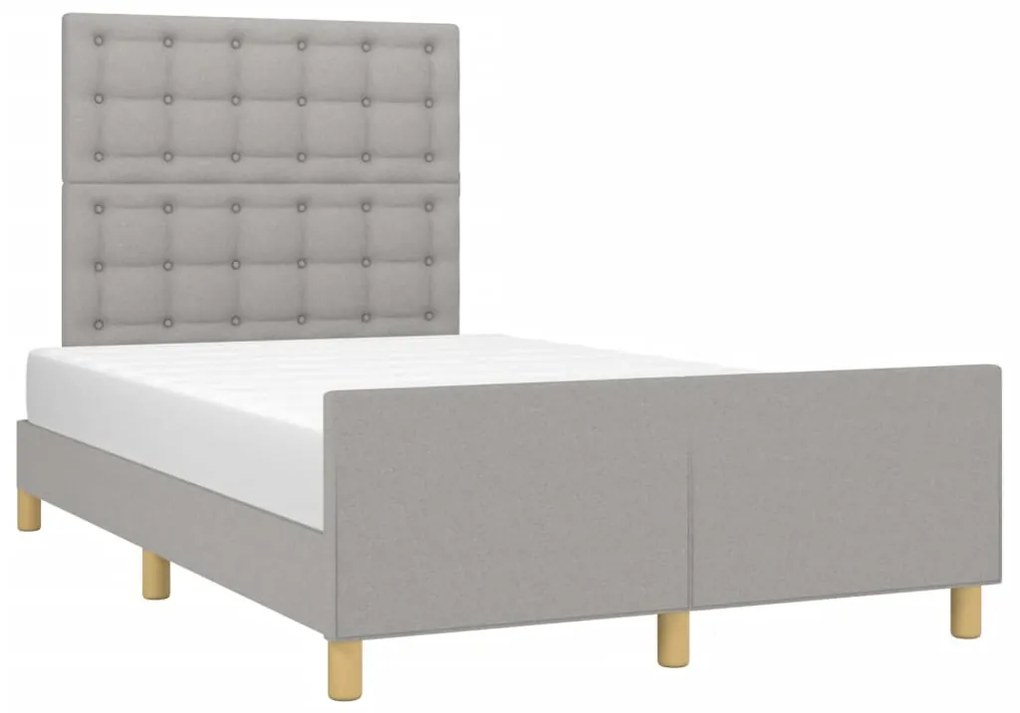 Estrutura de cama sem colchão cinza claro tecido