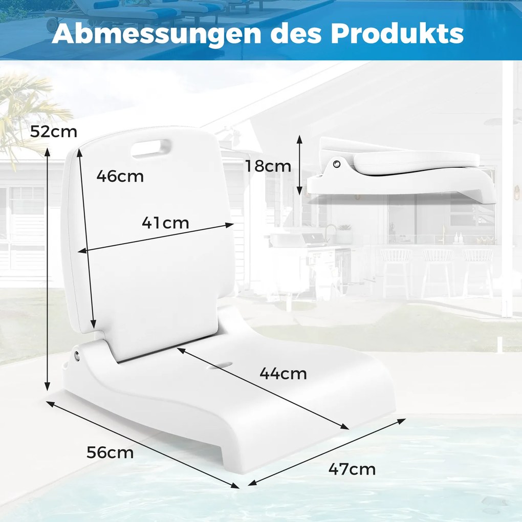 Cadeira dobrável portátil para exterior, piscina branca