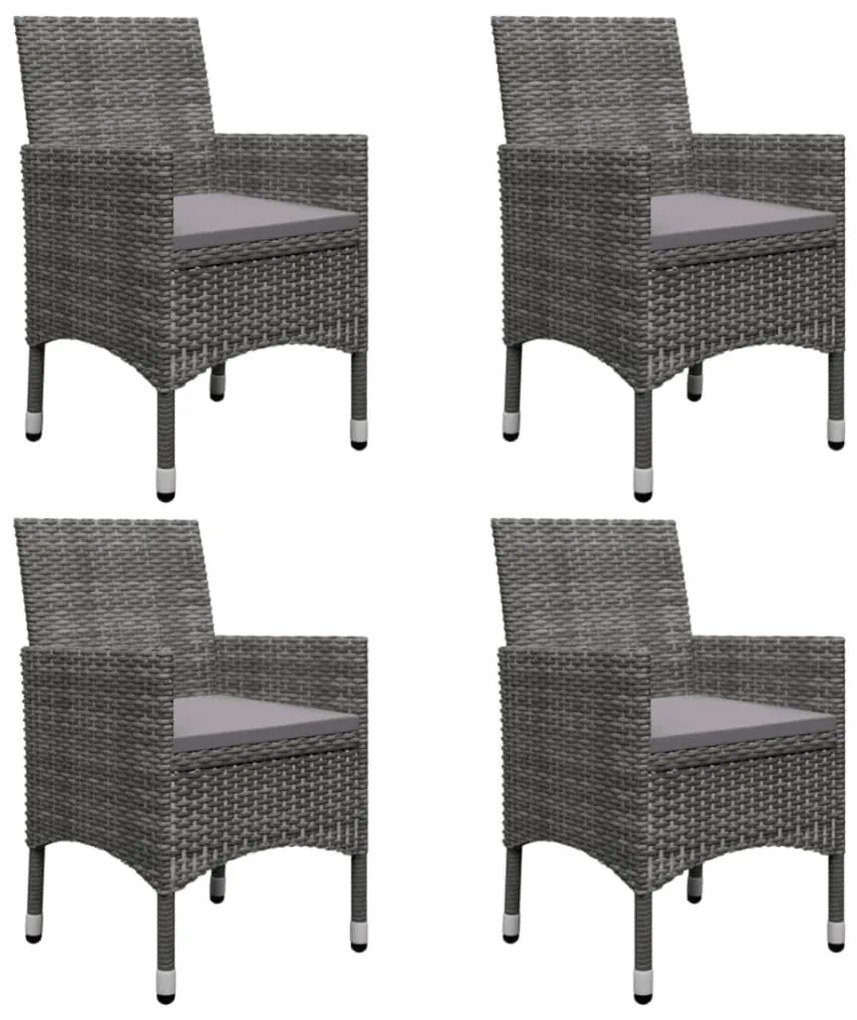 5 pcs conjunto de jantar para jardim cinzento