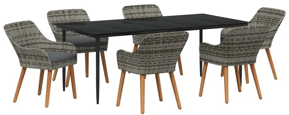 <strong>Conjunto de Jantar para Jardim de 7 Peças</strong> - Cinza em