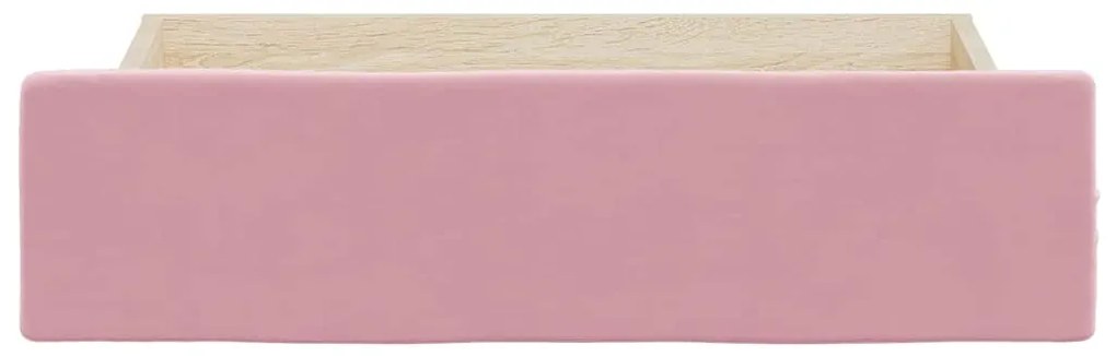 Gavetas de cama 2 pcs derivados de madeira e veludo rosa