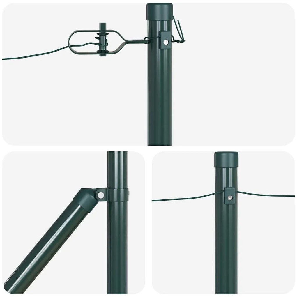 Conjunto de Postes de Cerca com Espeto 13 pcs Verde Ø32mm 60 cm