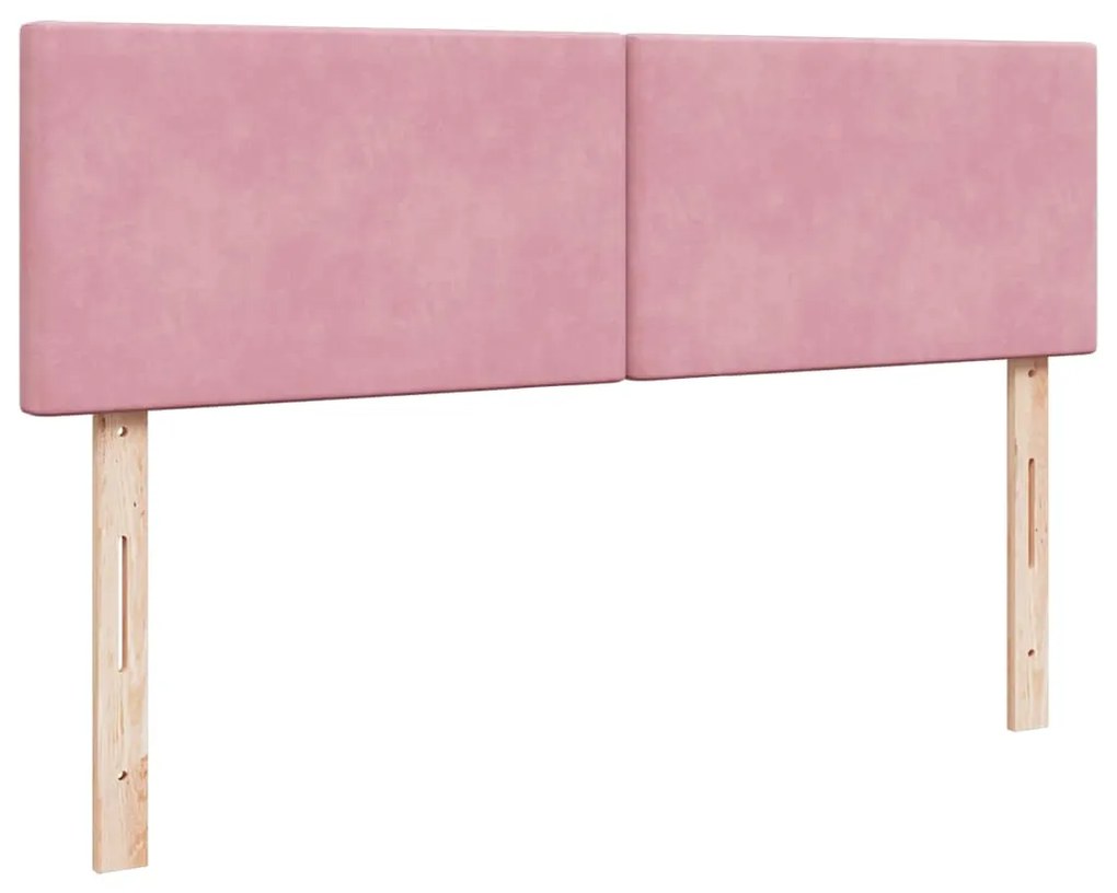 Estrutura de cama otomana com colchão 140x190 cm veludo rosa