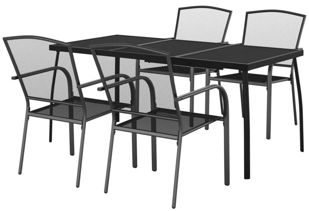 5 pcs conjunto de jantar para jardim aço antracite