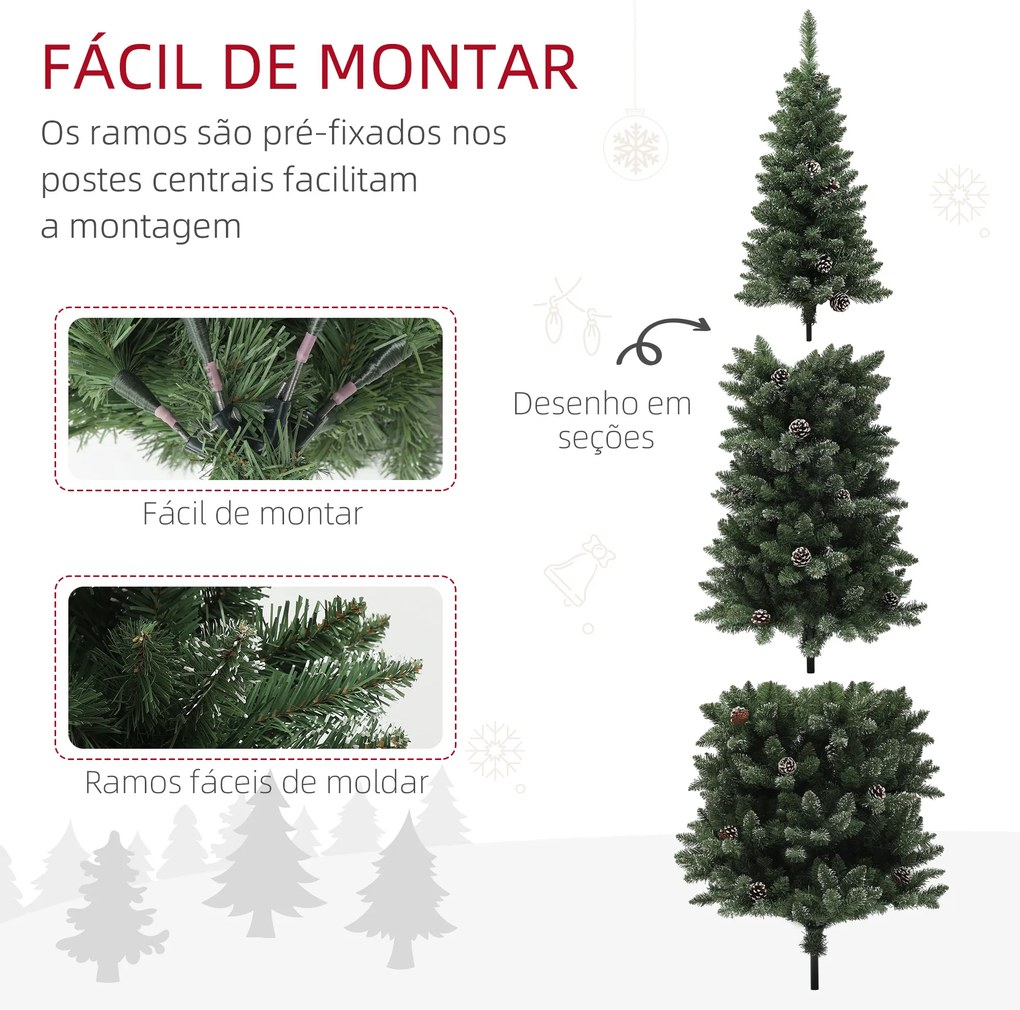 Árvore de Natal 180 cm Árvore de Natal Artificial com 618 Ramos e Suporte de Metal Árvore de Natal para Interior Verde