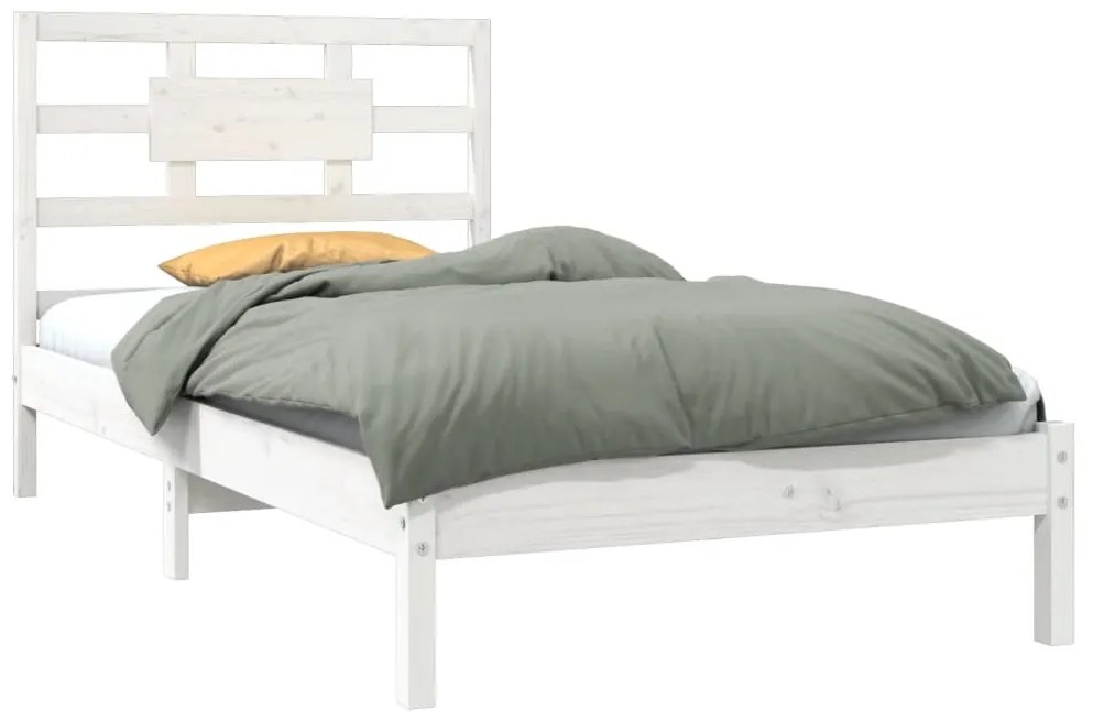 Estrutura de cama solteiro 90x190 cm madeira maciça branco
