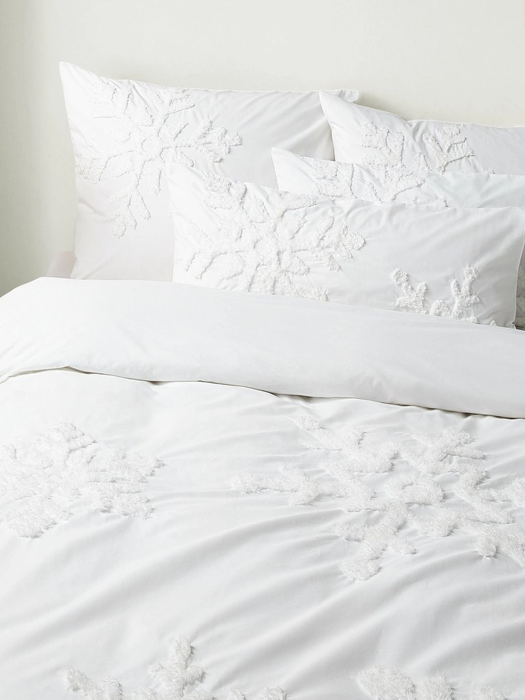 Capa de edredão em percal de algodão Vidal, com motivo de flocos de neve em relevo