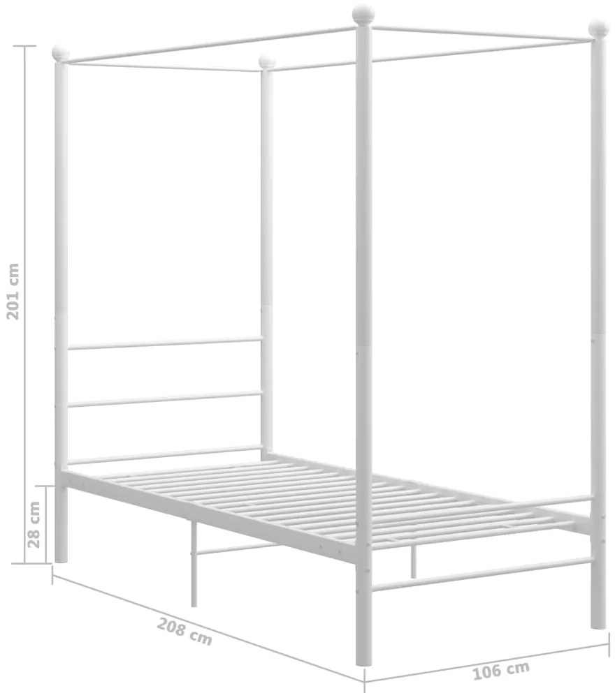 Estrutura de cama com dossel 100x200 cm metal branco