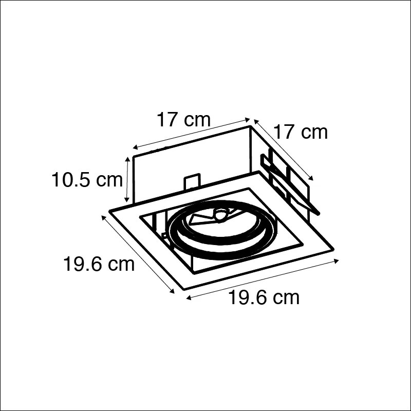 Foco embutido de alumínio quadrado ajustável 1 luz - Oneon 111-1 Design,Moderno