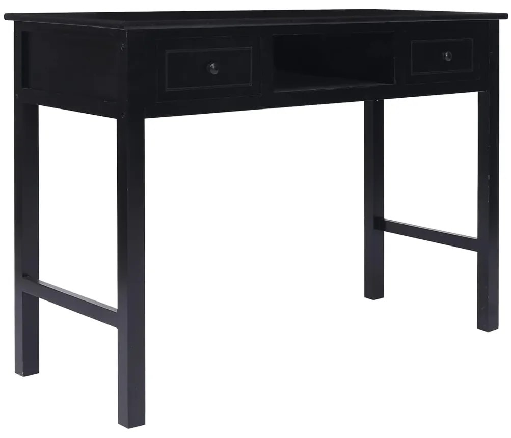vidaXL Secretária 108x45x76 cm madeira de paulownia maciça preto