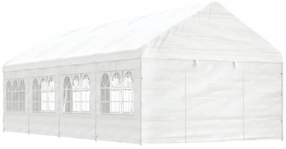 Gazebo com telhado 8,92x4,08x3,22 m polietileno branco