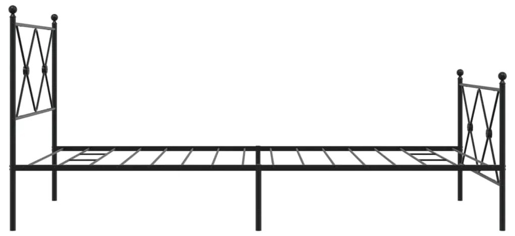 Estrutura de cama com cabeceira e pés 107x203 cm metal preto